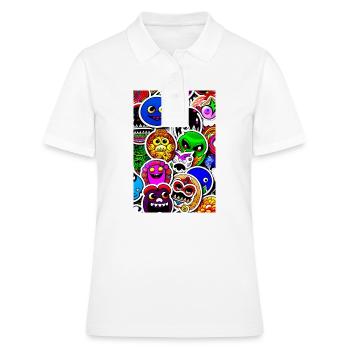 Monstres Rigolos Stickers - Polo Femme - blanc - Devant - Ailine (174cm)