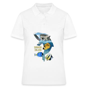Sommerinsel Wasser Villa Cartoon Illustration - Frauen Polo Shirt - Weiß - Vorne - Ailine (174cm)