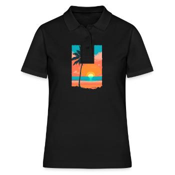 Retro Sunrise on the Beach - Women's Polo Shirt - black - Front - Ailine (174cm)