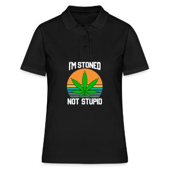 I'm Stoned Not Stupid Marijuana Funny Weed T-Shirt - Women's Polo Shirt - black - Front - Ailine (174cm)