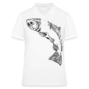 Lachs - Frauen Polo Shirt - Weiß - Vorne - Ailine (174cm)