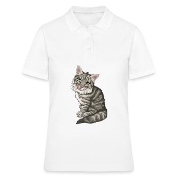 Norwegische Waldkatze getigert Tiger Illustration - Frauen Polo Shirt - Weiß - Vorne - Ailine (174cm)