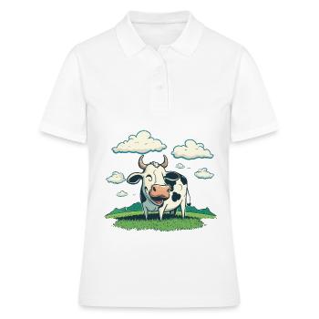 Vache satisfaite - Polo Femme - blanc - Devant - Ailine (174cm)