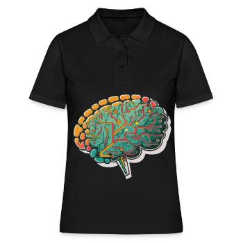 Les circuits synaptiques : une fusion stylisée de l’humain - Polo Femme - noir - Devant - Ailine (174cm)
