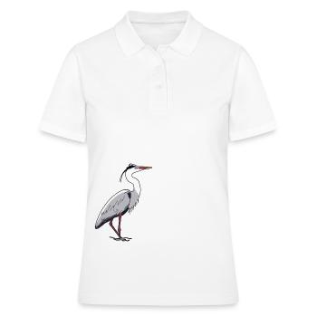 Graureiher, Reiher - Frauen Polo Shirt - Weiß - Vorne - Ailine (174cm)
