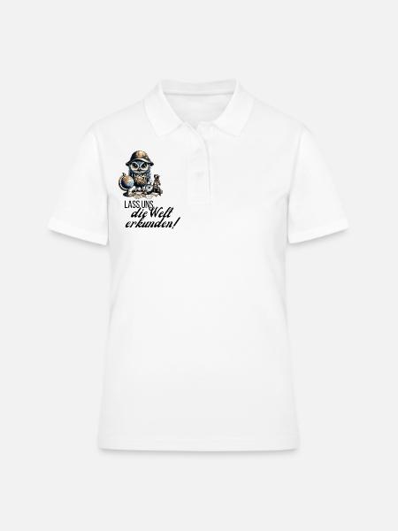 Let's explore the world Owl - Women's Polo Shirt - white