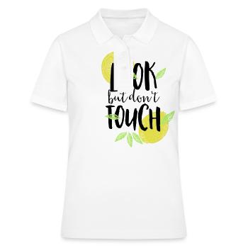 look but don't touch - Frauen Polo Shirt - Weiß - Vorne - Ailine (174cm)