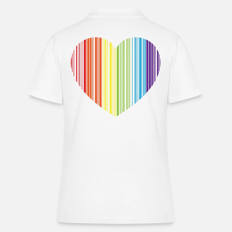 REGENBOGEN BARCODE HERZ - RAINBOW BARCODE HEART - Frauen Polo Shirt - Weiß