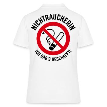 Nichtraucherin – Ich Hab’s Geschafft! (2C) - Frauen Polo Shirt - Weiß - Hinten - Ailine (174cm)