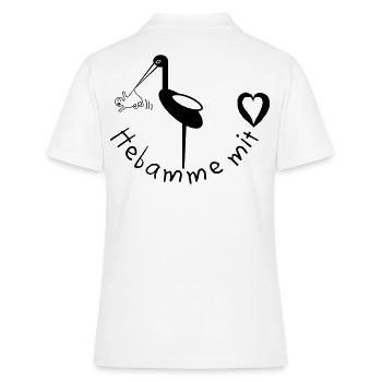 Hebamme mit Herz Storch - Frauen Polo Shirt - Weiß - Hinten - Ailine (174cm)