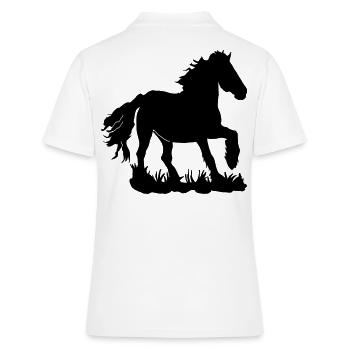 Friese im Galopp - Frauen Polo Shirt - Weiß - Hinten - Ailine (174cm)