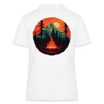 Outdoor Romantik - Lagerfeuer im Bergpanorama - Frauen Polo Shirt - Weiß - Hinten - Ailine (174cm)