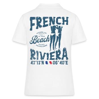 Stranddesign, Côte d'Azur, sommerliche Atmosphäre - Frauen Polo Shirt - Weiß - Hinten - Ailine (174cm)