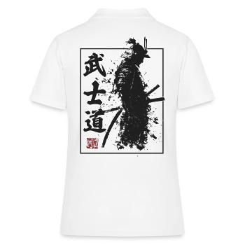 Vintage Japan Katana Sumi-e Japanese Samurai - Women's Polo Shirt - white - Back - Ailine (174cm)