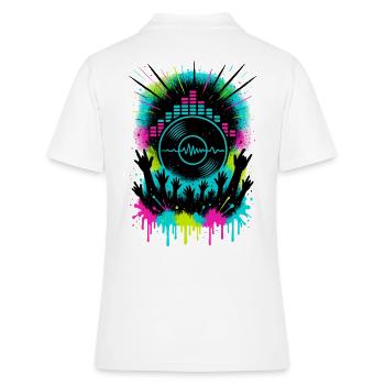 Festival de musique Audience Equalizer Vinyle Wave - Polo Femme - blanc - Dos - Ailine (174cm)