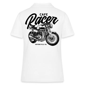 Monochrome Moto-Skizze - Frauen Polo Shirt - Weiß - Hinten - Ailine (174cm)
