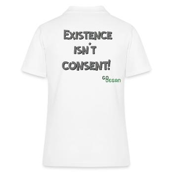 L’existence n’est pas un consentement - GoVegan - Polo Femme - blanc - Dos - Ailine (174cm)