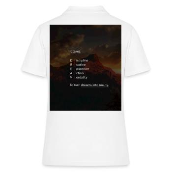 Traum in Bergkulisse – Disziplin - Frauen Polo Shirt - Weiß - Hinten - Ailine (174cm)