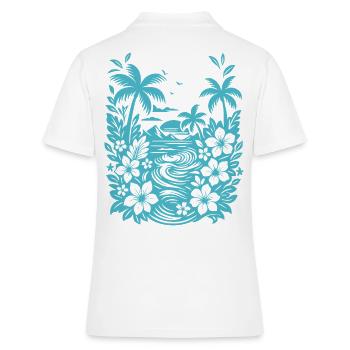 Beach Tropische Lagune Silhouette - Frauen Polo Shirt - Weiß - Hinten - Ailine (174cm)