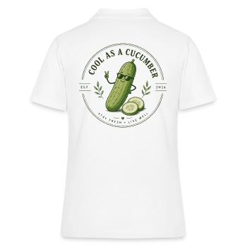 Kühl wie Gurke – Logo Sticker - Frauen Polo Shirt - Weiß - Hinten - Ailine (174cm)