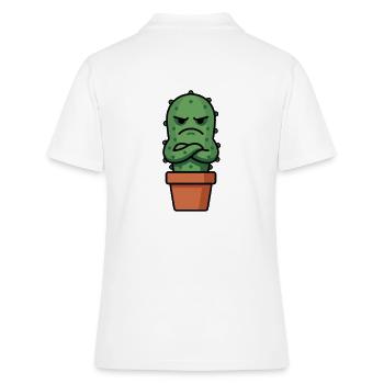 Grummeliger Kaktus im Topf - Frauen Polo Shirt - Weiß - Hinten - Ailine (174cm)