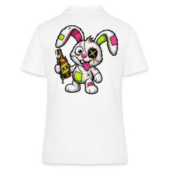 Lapin zombie patchwork avec bouteille - Polo Femme - blanc - Dos - Ailine (174cm)