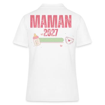 Mutter 2027 Schwangerschaftsankündigung – Werdende Mutter - Frauen Polo Shirt - Weiß - Hinten - Ailine (174cm)