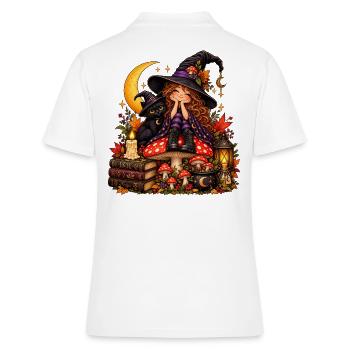 Niedliche Hexe mit schwarzer Katze - Frauen Polo Shirt - Weiß - Hinten - Ailine (174cm)