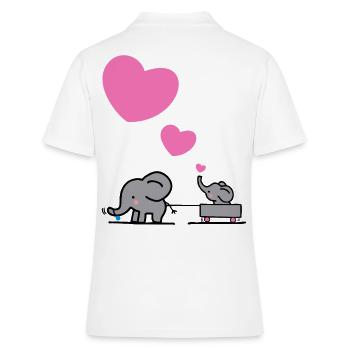 Big Elephant dessine de petits éléphants avec un cœur - Polo Femme - blanc - Dos - Ailine (174cm)