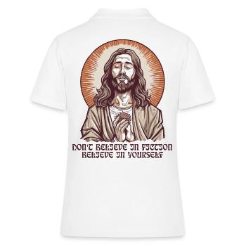 Messiah Jesus Guru Type: Fiction Saying - Women's Polo Shirt - white - Back - Ailine (174cm)