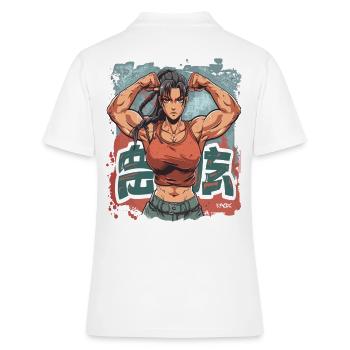 Pleine puissance : Fille musclée de musculation - Polo Femme - blanc - Dos - Ailine (174cm)