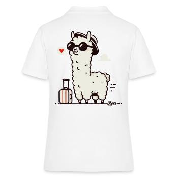Lama de voyage avec valise - Polo Femme - blanc - Dos - Ailine (174cm)
