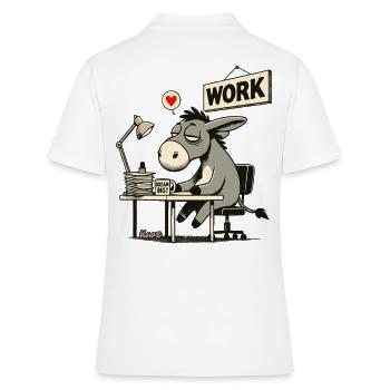 âne de bureau fatigué au travail au bureau - Polo Femme - blanc - Dos - Ailine (174cm)