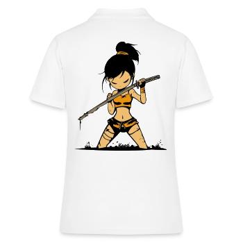 Guerrier samouraï cool avec Katana - Polo Femme - blanc - Dos - Ailine (174cm)