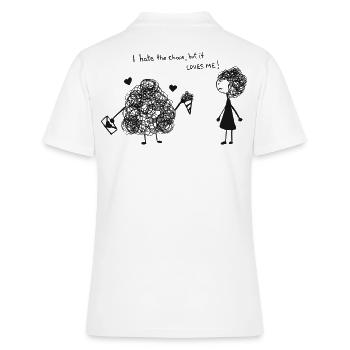 Je déteste le chaos mais il m’aime - Polo Femme - blanc - Dos - Ailine (174cm)