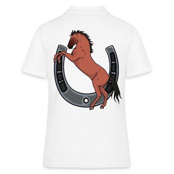 Pferd Hufeisen Pferde Reiterin Ross Gaul - Frauen Polo Shirt - Weiß - Hinten - Ailine (174cm)