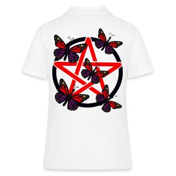 Pentagramm Voodoo Hexen - Frauen Polo Shirt - Weiß - Hinten - Ailine (174cm)