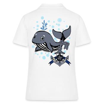 Boussole d’ancre de poisson baleine maritime maritime - Polo Femme - blanc - Dos - Ailine (174cm)