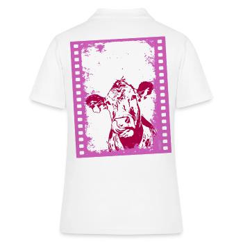 2reborn Blue Cow Kuh Tier Animal Moviestar 003 - Frauen Polo Shirt - Weiß - Hinten - Ailine (174cm)