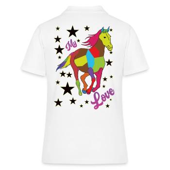 Rainbow Horse - Women's Polo Shirt - white - Back - Ailine (174cm)