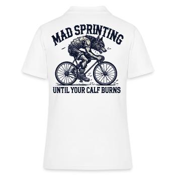 Mad Sprinting Fahrrad Wolf Design - Frauen Polo Shirt - Weiß - Hinten - Ailine (174cm)