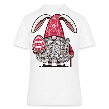 Gnome de Pâques avec œuf et oreilles de lapin - Polo Femme - blanc - Dos - Ailine (174cm)