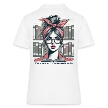 Ironic girl design for book lovers in retro - Women's Polo Shirt - white - Back - Ailine (174cm)