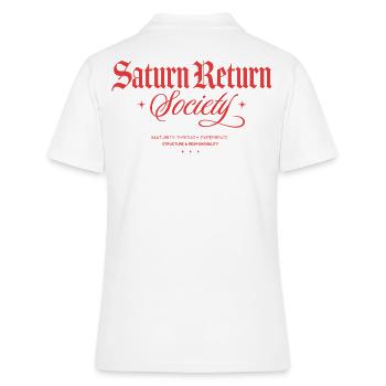 Saturn Return Society - Frauen Polo Shirt - Weiß - Hinten - Ailine (174cm)