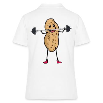 Cacahuètes Peanuts Bodybuilder Sports - Polo Femme - blanc - Dos - Ailine (174cm)