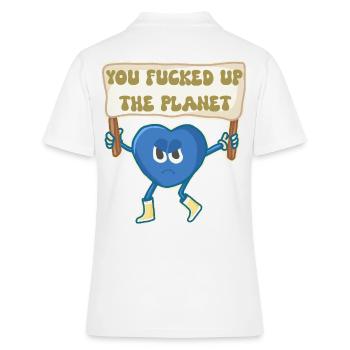 Climate activist retro mascot - Women's Polo Shirt - white - Back - Ailine (174cm)