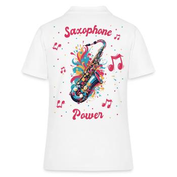Saxophone Power Partitions de Musique - Polo Femme - blanc - Dos - Ailine (174cm)