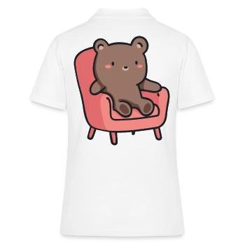 Bär im Sessel: Niedliches Design für Tierfans - Frauen Polo Shirt - Weiß - Hinten - Ailine (174cm)