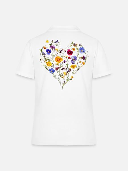 Cœur de fleurs délicates - Printanier - Polo Femme - blanc