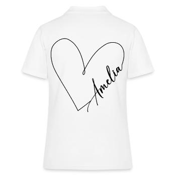 Amelia Name Herzlinie - Frauen Polo Shirt - Weiß - Hinten - Ailine (174cm)